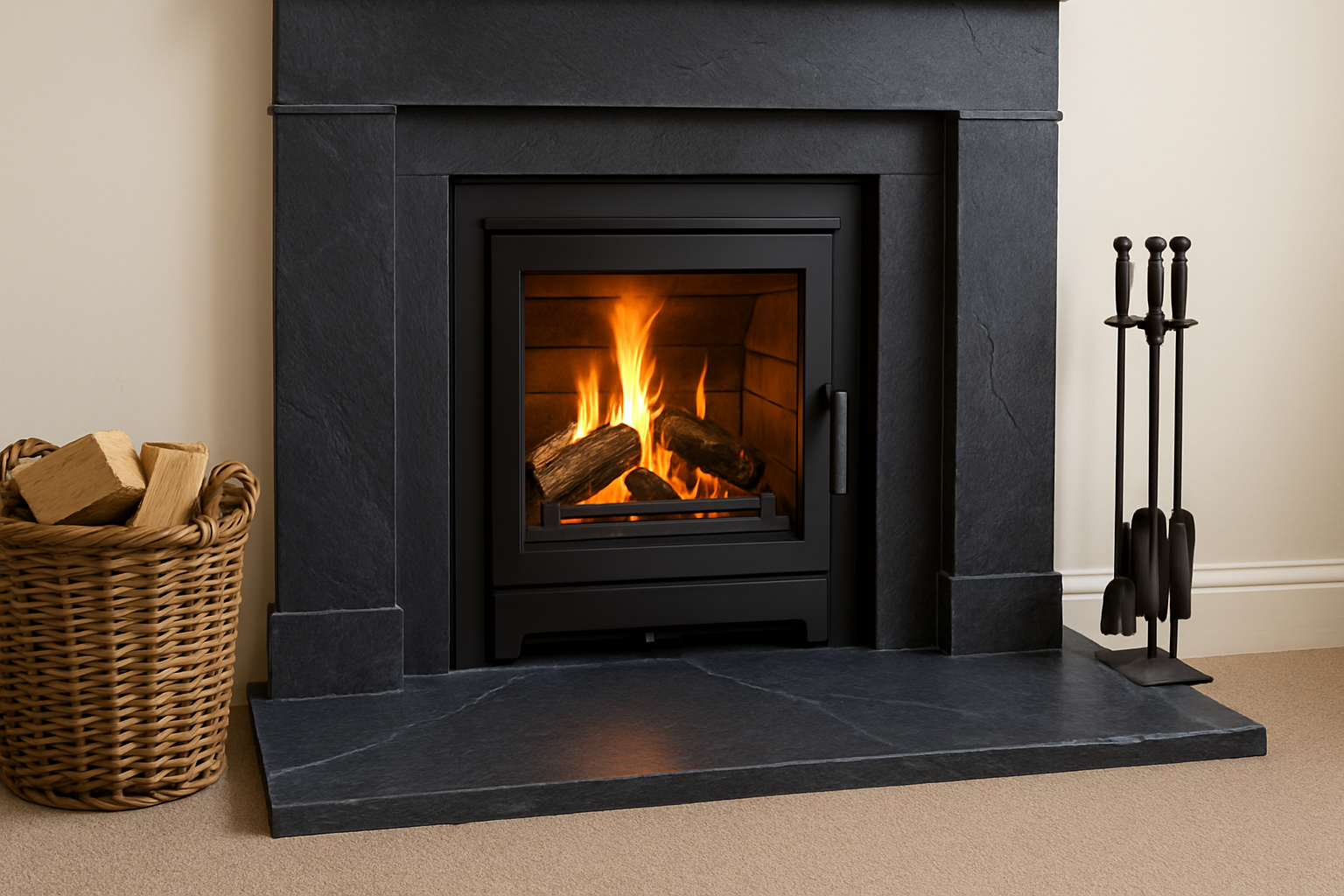 slate stone fireplace surround mantel