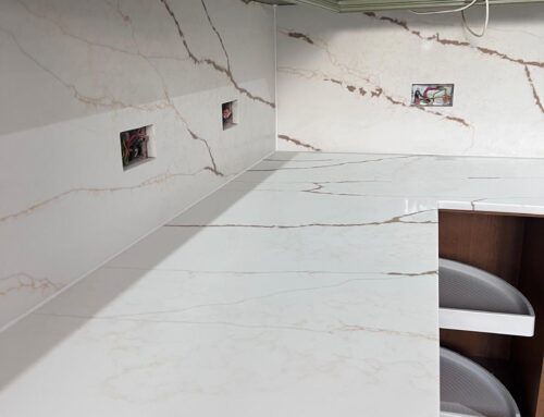 Bespoke Veined Stone Kitchen Worktops, Splashbacks & Window Sills by NSKT